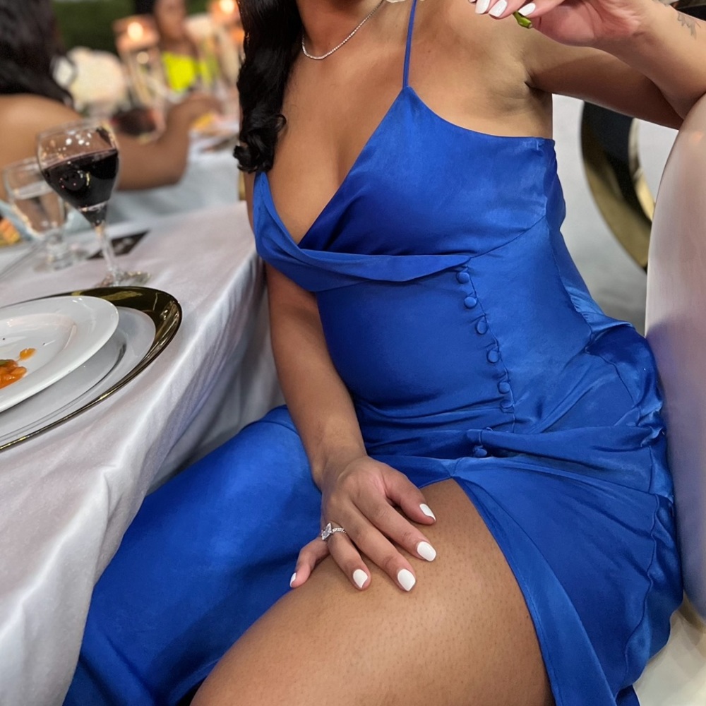 Blue satin Zara dress
